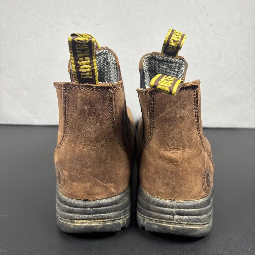 Rockrooster Lumen Brown Leather Work Boots Mens 13 Wide Chelsea Slip On EH AK224